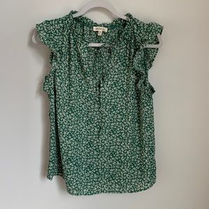 Monteau / Floral Blouse with Tie Neck / Size L